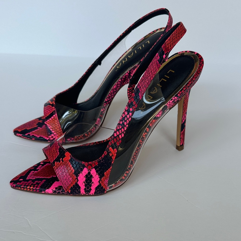 Liliana NWOT Hot Pink Snakeskin Stilettos 👠 | Statement Shoe | Women’s Size 7.5 - Picture 2 of 6